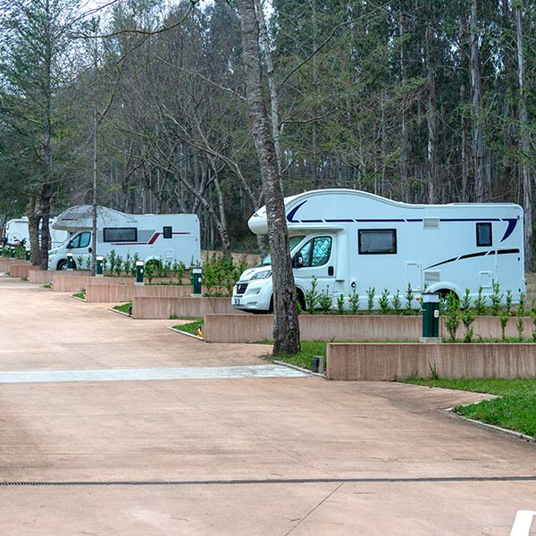 RV vans are parked